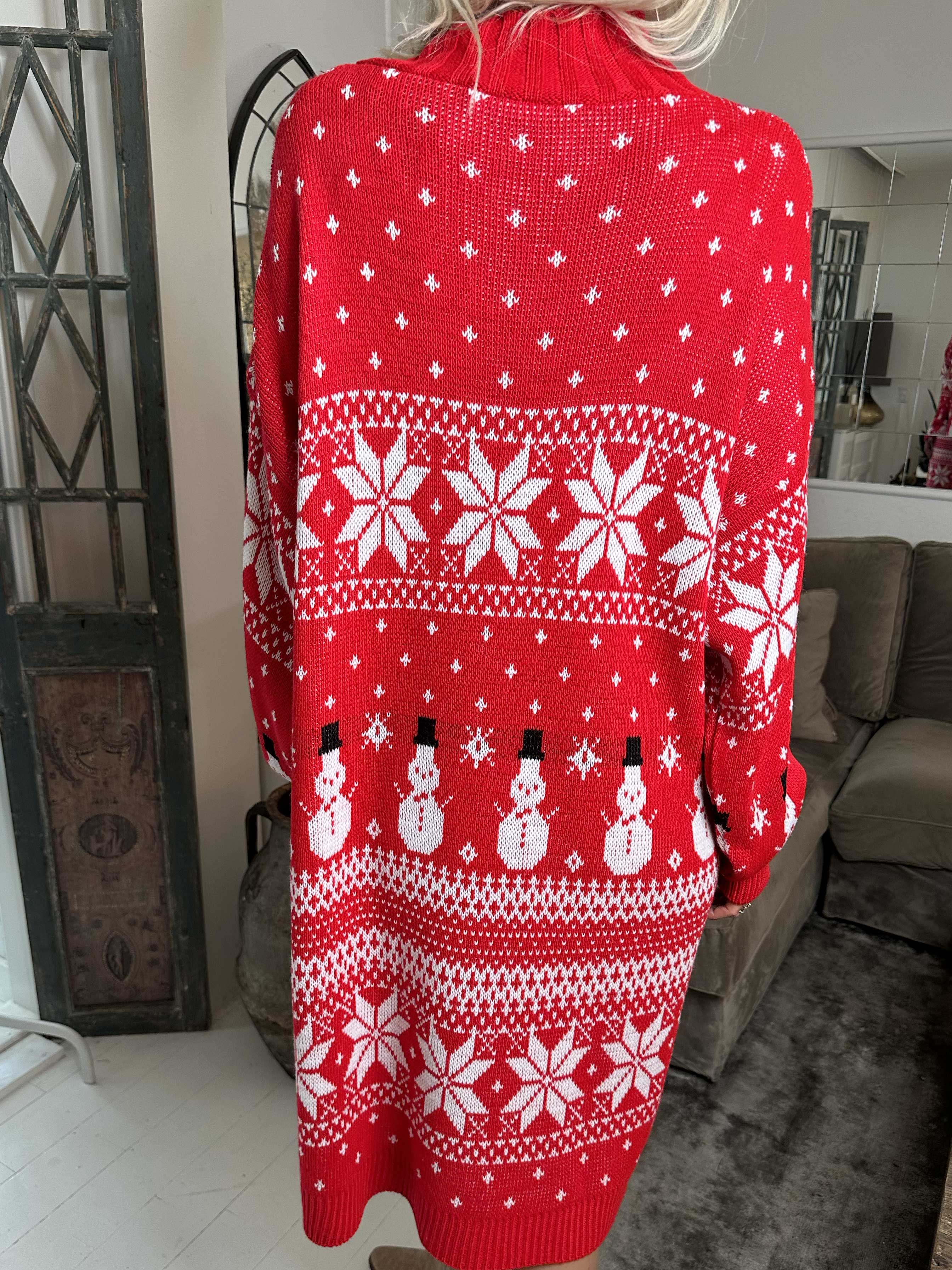 Snowman - Stickad julklänning med snögubbar och snöflingor